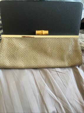 Loft snake print clutch